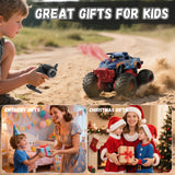 Vecukty RC Monster Truck，Waterproof Amphibious Remote Control Car With Lights & Sprays，2.4GHz All Terrain Off-Road Pickup Truck，Christmas Birthday Gift Toys for Boys and Girls Kids 4-12