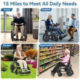 SACVON Foldable Electric Wheelchair for Seniors, All Terrain Motorized Wheelchair for Seniors with Detachable Battery,Airline Approved