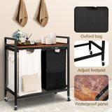 Rolling Laundry Sorting Cart,Rustic Brwon