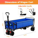 Vecukty 51.2" Large Collapsible Folding Wagon Cart, 560 lbs Load Capacity, Heavy-Duty Steel Frame & Oversized Wheels for Grocery Shopping, Camping, Sports, Moving – Blue