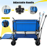 Folding Double Decker Garden Wagon, VECUKTY Heavy Duty Collapsible Camping Wagon Cart with 54" Lower Decker, All-Terrain Big Wheels for Camping, Sports, Shopping, Garden and Beach, Support Up to 550lbs, Gray