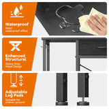 MONVANE® Sturdy Computer Desk with Drawer, Ergonomic 47" Office Desk with Shelves, Writing Gaming Table for Home Office (Include Monitor Stands, Fabric File Cabinet, 2 Hooks) - Black -(Gtin:09797164476666_