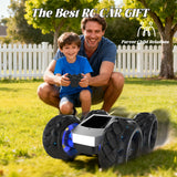 RC Car Truck, Vecukty 1:10 Giant Wheel Sense Of Technology Remote Control Toy Car, High-Speed Climbing and Colorful Gradient Lights with Music, Christmas Birthday Gift for Boys Kids