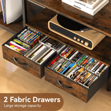 Behost TV Stand for 75 Inch, Dresser TV Stand with 2 Large Dresser Drawers, Entertainment Center with 3 Open Storage Shelf, Rustic Brown, Large