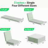 BEHOST 3 inch Tri Folding Memory Foam Mattress, Eco-Friendly Fire-Retardant & Portable Guest Bed, Single Size