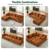 Behost 105" Modular Sectional Sofa for Living Room with Deep Seat, Chenille Cloud Couch for Relaxing, Rust
