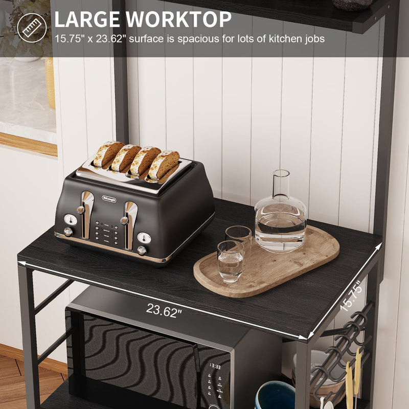 Behost Kitchen Baker's Rack Storage Shelf Microwave Cart Oven Stand Coffee Bar,Black