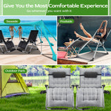 Zero Gravity Chair,VECUKTY Patio Lawn for Indoor and Outdoor Chairs ,550lbs Oversized XL 33IN Ergonomic Lounge Folding Reclining Chair,Gray