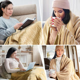 Electric Heated Blanket Throw w/ Hand Warmer, Keenstone Machine Washable Fast Heated Flannel Blanket Twin Size, Blue