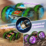 RC Off Road Monster Car, Keenstone 1:10 Giant Wheel Remote Control Toy Car with High-Speed Climbing and Colorful Gradient Lights with Music,Green