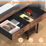 MONVANE® Sturdy Computer Desk with Drawer, Ergonomic 47" Office Desk with Shelves, Writing Gaming Table for Home Office (Include Monitor Stands, Fabric File Cabinet, 2 Hooks) - Rustic Brown - (GTIN:09797164476659)