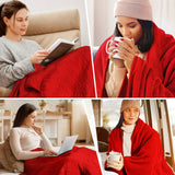 Electric Heated Blanket Throw w/ Hand Warmer, Keenstone Machine Washable Fast Heated Flannel Blanket Twin Size, Blue