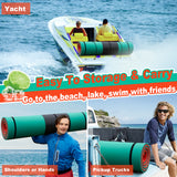 Splicable Multi Person Floating Water Mat , Vecukty 8.5x6 ft Lily Pad for Water Recreation and Relaxation, Tear Resistant XPE Foam Floating Mat for Beach, Ocean, Lake, Pink&Blue