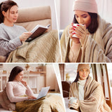 Electric Heated Blanket Throw w/ Hand Warmer, Keenstone Machine Washable Fast Heated Flannel Blanket Twin Size, Blue