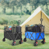 Collapsible Camping Beach Wagon, VECUKTY 350L Garden Cart, Heavy Duty Utility Fold Wagon with Big Wheel & Side Pickets for Garden, Camping, Sport, Shopping