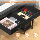 MONVANE® Sturdy Computer Desk with Drawer, Ergonomic 47" Office Desk with Shelves, Writing Gaming Table for Home Office (Include Monitor Stands, Fabric File Cabinet, 2 Hooks) - Black -(Gtin:09797164476666_