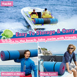 Splicable Multi Person Floating Water Mat , Vecukty 8.5x6 ft Lily Pad for Water Recreation and Relaxation, Tear Resistant XPE Foam Floating Mat for Beach, Ocean, Lake, Pink&Blue