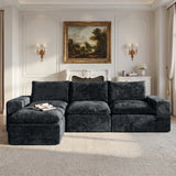 BEHOST 4-Piece 102" L-Shaped Modular Sectional Sofa, Velvet Cloud Sleeper Couch with 2 Movable Ottomans, Deep Seat Living Room Furniture Set,Dark Gray