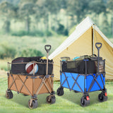 Collapsible Camping Beach Wagon, VECUKTY 350L Garden Cart, Heavy Duty Utility Fold Wagon with Big Wheel & Side Pickets for Garden, Camping, Sport, Shopping