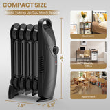 Keenstone Mini Oil Heater, 500W Quiet Oil-Filled Radiator Heater with Thermostat, Overheat Protection, 2 Heat Settings, Electric Space Heater for Indoor Use