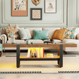 Behost TV Stand with LED Lights for 65 inch TV, Farmhouse Entertainment Center for Living Room, Gaming TV Console for Bedroom,Rustic Brown