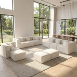 BEHOST 10 Modular Sectional Sofas for Living Room, 7 Seaters Cloud Couch with 3 Ottomans and 10 Pillows, Chenille Beige