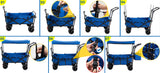 Collapsible Camping Wagon Garden Cart with Removable Canopy, Keenstone Foldable Outdoor Wagon Utility Carts with Fat Wheels and Rear Storage, for Grocery Shopping Cart,Black-09797164500569