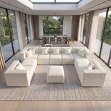 BEHOST 10-Piece Oversized Modular Sectional Sofa Set, 160" Mega U-Shaped Cloud Couch with Ottomans, Luxury Chenille Fabric Theater Seating, Extra Deep Seat Living Room Furniture, Chenille Beige