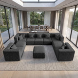 BEHOST 10-Piece Oversized Modular Sectional Sofa Set, 160" Mega U-Shaped Cloud Couch with Ottomans, Luxury Chenille Fabric Theater Seating, Extra Deep Seat Living Room Furniture, Dark Gray