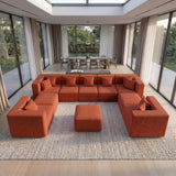 BEHOST 10 Modular Living Room Sectional Sofa Set, Flexible Combination, Chenille Rust