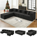 BEHOST 130" Oversized Modular Sectional Sofa for Living Room, Flexible Combination U Shaped Chenille Cloud Couch, Black