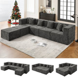 BEHOST 130" Oversized Modular Sectional Sofa for Living Room, U Shaped Chenille Cloud Couch, Dark Gray