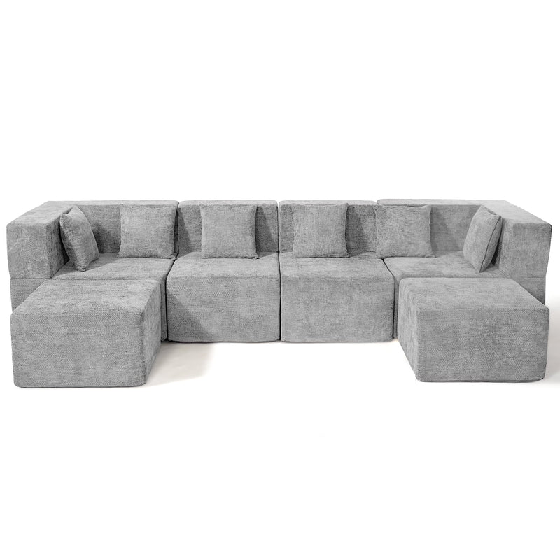 Light Gray 130" Oversized Modular Sectional Sofa for Living Room Flexible Combination