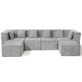Light Gray 130" Oversized Modular Sectional Sofa for Living Room Flexible Combination