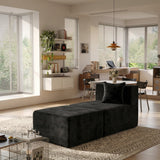 BEHOST 2 Modules Sectional Sofa for Living Room, Includes 1 Armless Center Seat + 1 Ottoman + 1 Pillow, Chenille Black