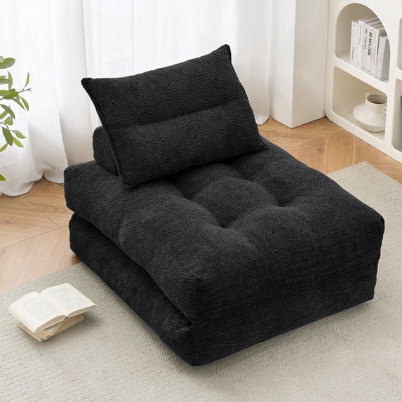 BEHOST 86" 2 Pack Large Futon Sofa Bed for Adults, 3-in-1 Convertible Folding Chair Bed Sleeper Chair, Black