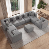 BEHOST 232.5" Oversized Sectional Sofa for Living Room, Flexible Chenille Cloud Couch, Light Gray