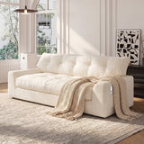 BEHOST 55" Chenille 2-Seater Sofa with Extra Deep Seats，Loveseat Couch with Side Storage & 2 Pillows，Cloud Sofa for Living Room & Small Spaces，White