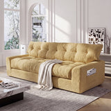 BEHOST 75.6" Chenille 3-Seater Sofa with Extra Deep Seats, Upholstered Couch with Side Storage & 2 Pillows, Cloud Sofa for Living Room, Ginger