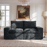 BEHOST 75" Modular Loveseat Sectional Sofa，Velvet Cloud Sleeper Couch for Living Room & Small Spaces，Dark Gray