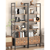 BEHOST Bookshelf with 6 Tiers, Tall Bookcase 70in with 2 Fabric Drawers, Wood Shelves for Home, Office, 1 Pack, Rustic Brown