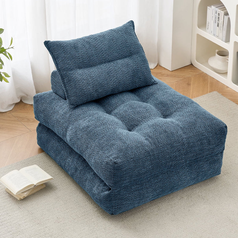 BEHOST Large Folding Futon Couch Sleeper Sofa Bed Chair, Navy
