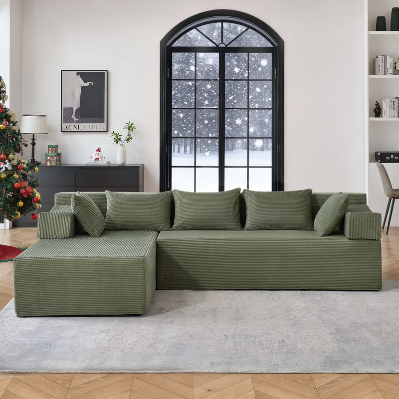 Behost 105" Modular Sectional Sofa for Living Room, L Shaped Cloud Couch, No Assembly Required, Green