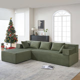 Behost 105" Modular Sectional Sofa Couch with Pillows, Deep Seat L Shaped Sofa for Living Room, Green
