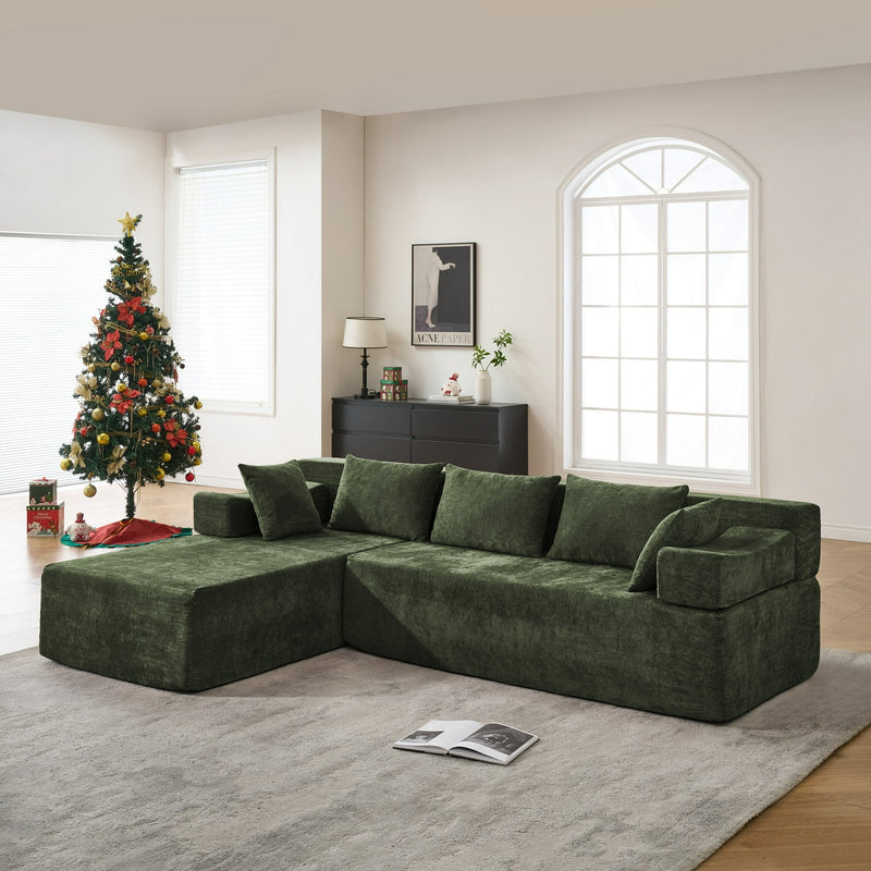 Behost 105" Modular Sectional Sofa for Living Room, Green