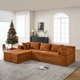 Behost 105" Modular Sectional Sofa for Living Room with Deep Seat, Chenille Cloud Couch for Relaxing, Orange