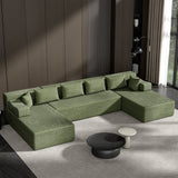 Behost 140" Oversized Modular Sectional Sofa for Living Room, U Shaped Cloud Couch, Green