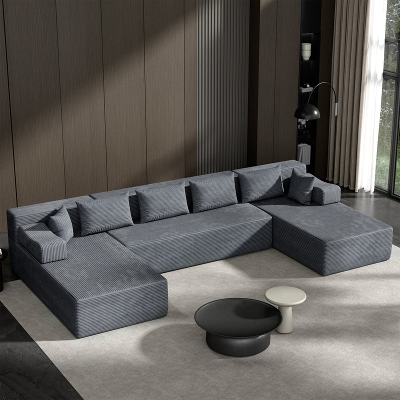 Behost 140" Oversized Modular Sectional Sofa for Living Room with Deep Seat, Comfy Cloud Couch for Relaxing, Gray