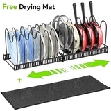 Behost Expandable Pot and Pan Organizer for Cabinet, Pot Pan Rack for Kitchen Storage, Pot Lid Holder, 14 Adjustable Dividers, Apartment Must Haves