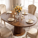 Keenstone Round Dining Table 43"-59" Extendable, for 4 to 6, with Storage Space, Kitchen Dinner Room Table for Dining Room and Small Space Walnut
